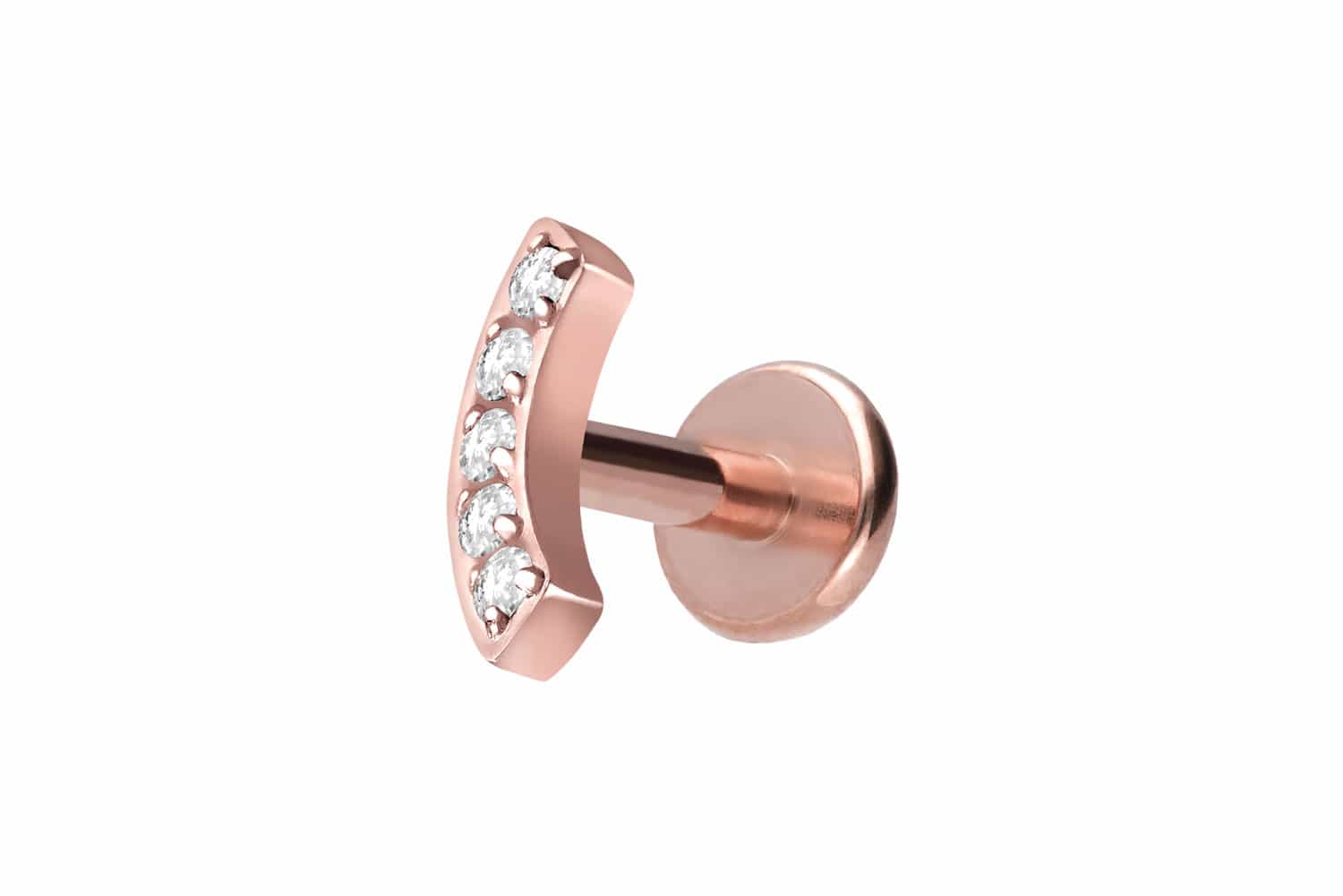 Titan Labret Piercing mit Innengewinde BOGEN + 5 KRISTALLE